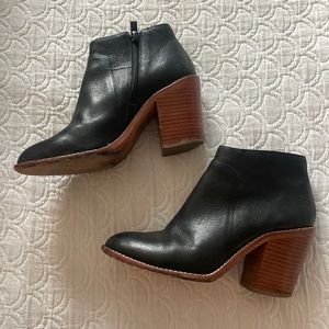 loeffler randall black leather heeled booties